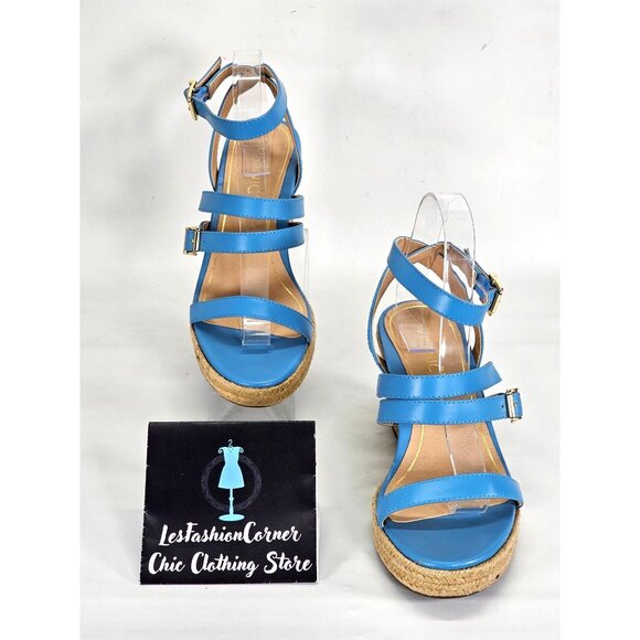 NWOB Vionic Women's Sabina Blue Strappy Wedge Espadrille Sandals Sz 8 037 - Picture 3 of 16